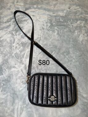 Coach Black Quilted Leather Crossbody Camera Bag